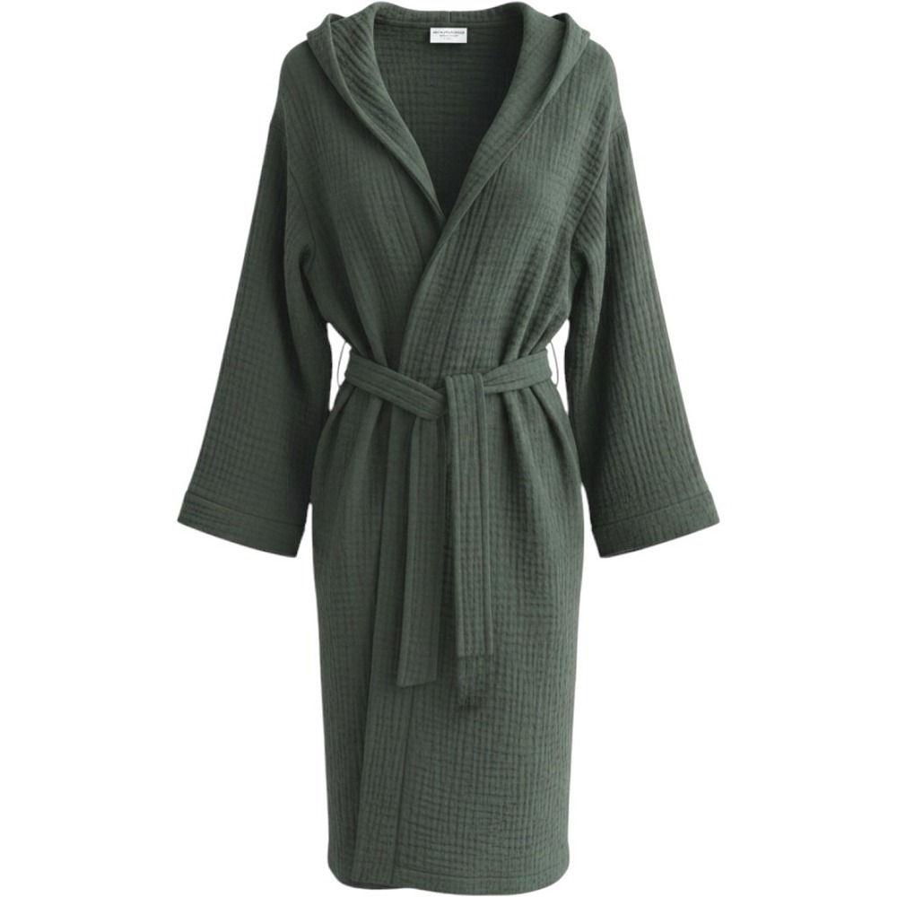 Parachute Cloud Robe Unisex Large Forest Green Cotton Gauze Spa Loungewear